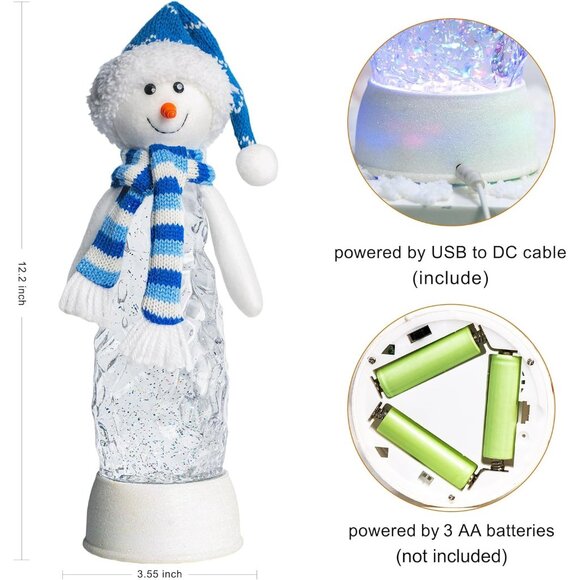 Christmas Snow Globe Battery Operated Lantern Indoor Decor Snowman With Music - Picture 2 of 6